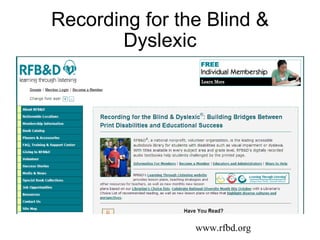 Recording for the Blind & Dyslexic www.rfbd.org 