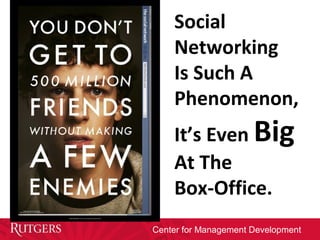Center for Management Development
Social
Networking
Is Such A
Phenomenon,
It’s Even Big
At The
Box-Office.
 