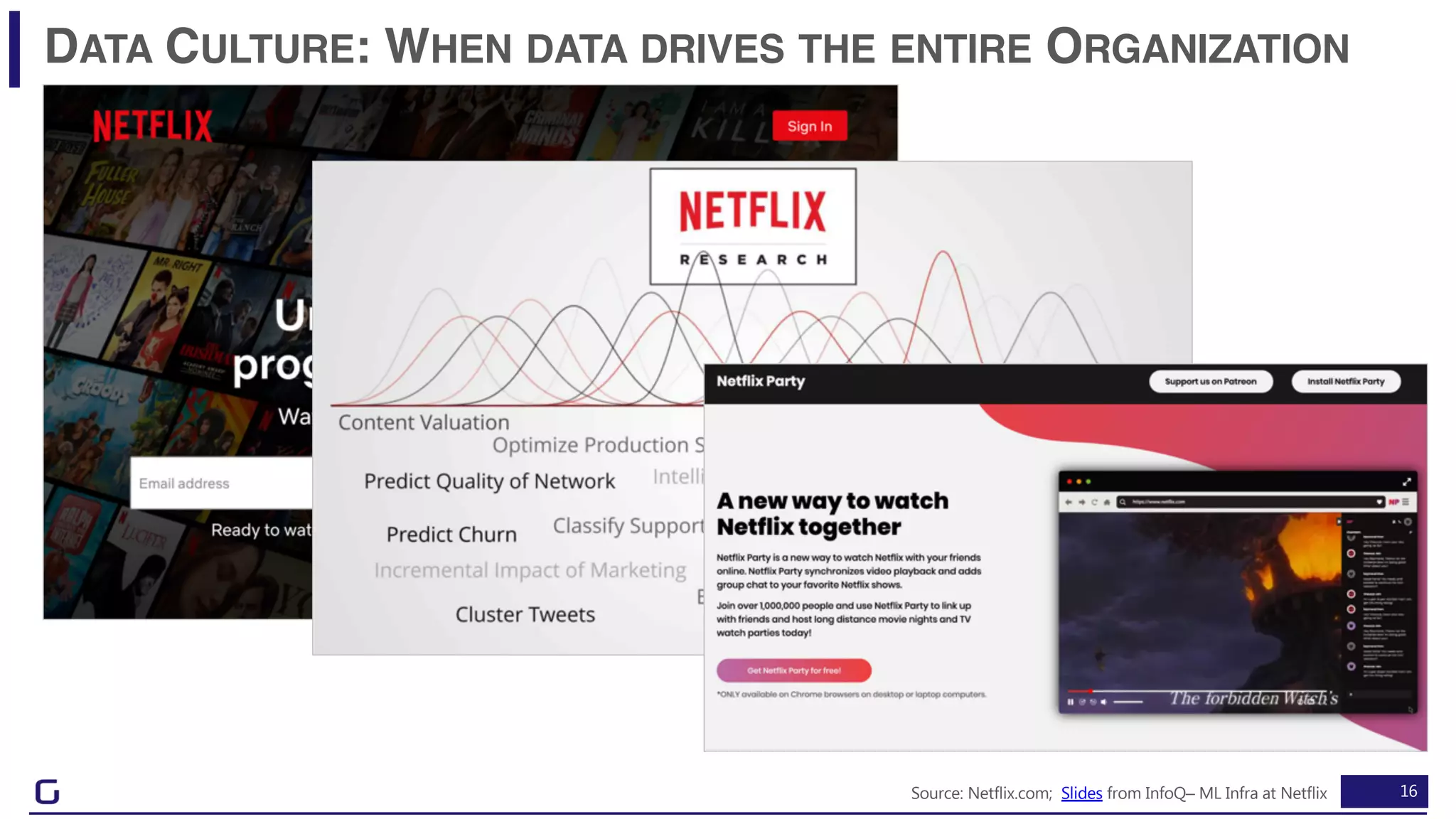 16
DATA CULTURE: WHEN DATA DRIVES THE ENTIRE ORGANIZATION
Source: Netflix.com; Slides from InfoQ– ML Infra at Netflix
 