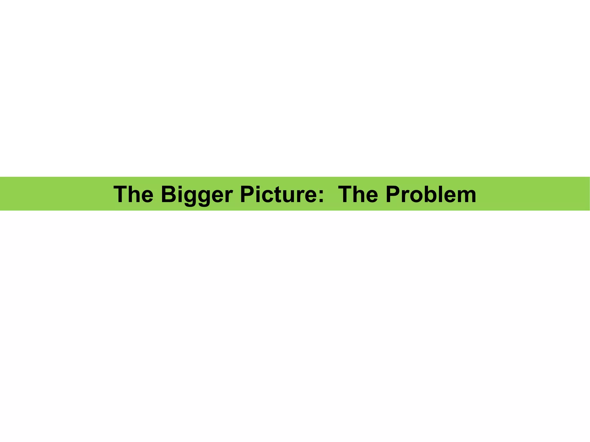 The Bigger Picture: The Problem
 