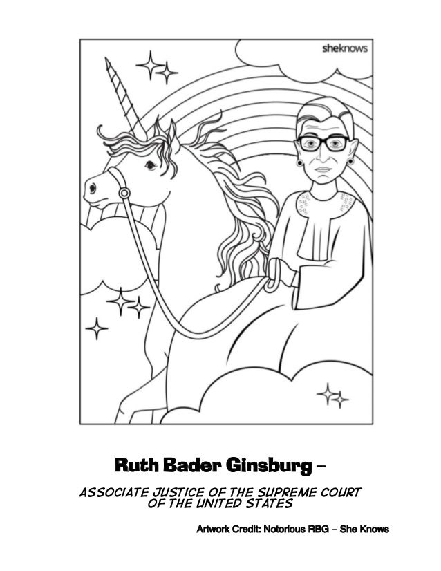 Ruth Bader Ginsburg Unicorn Coloring