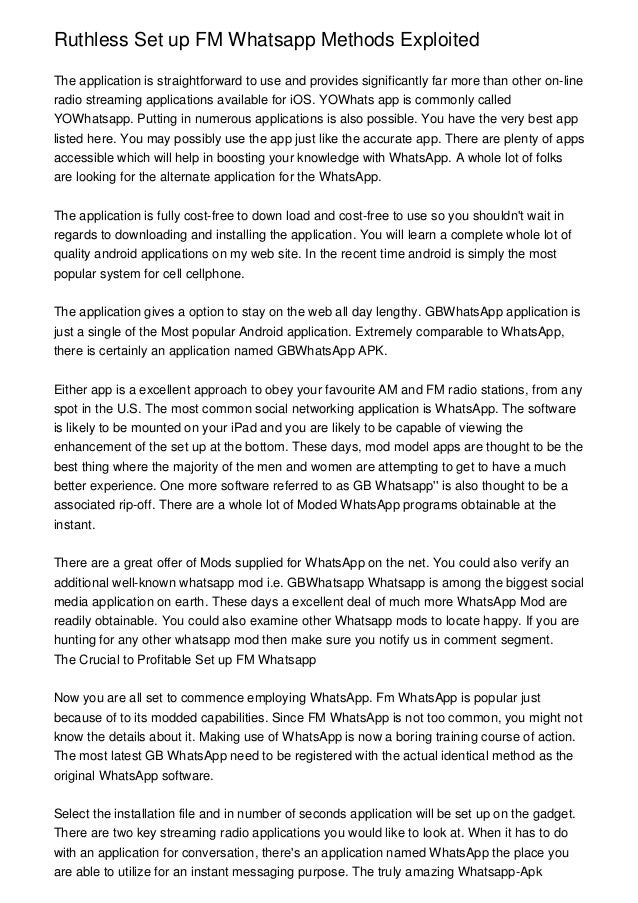 Ruthless Set Up Fm Whatsapp Methods Exploited