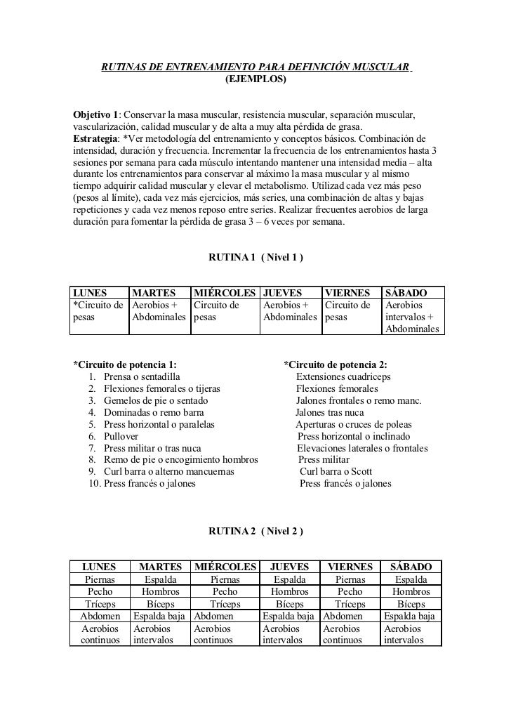 Rutinas De Entrenamiento Para DefinicióN Muscular Rutinas De Entrenamiento Para DefinicióN Muscular
