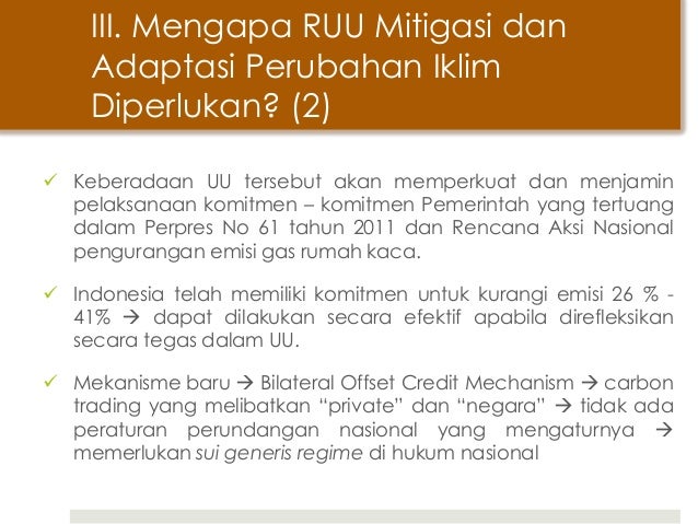 Ruu Adaptasi Dan Mitigasi Perubahan Iklim