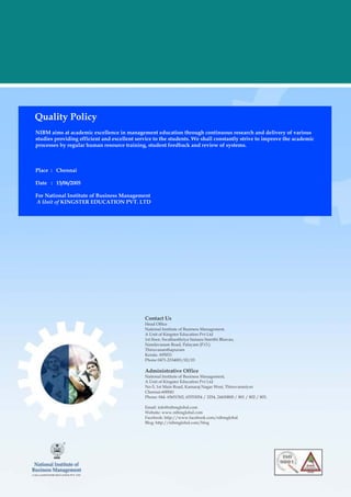 Nibm prospectus M B A | PDF
