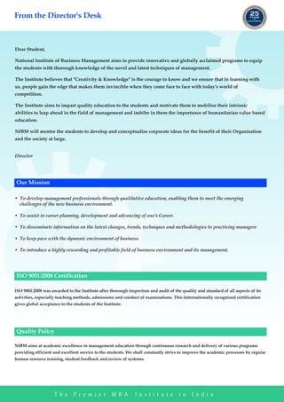 Nibm prospectus M B A | PDF