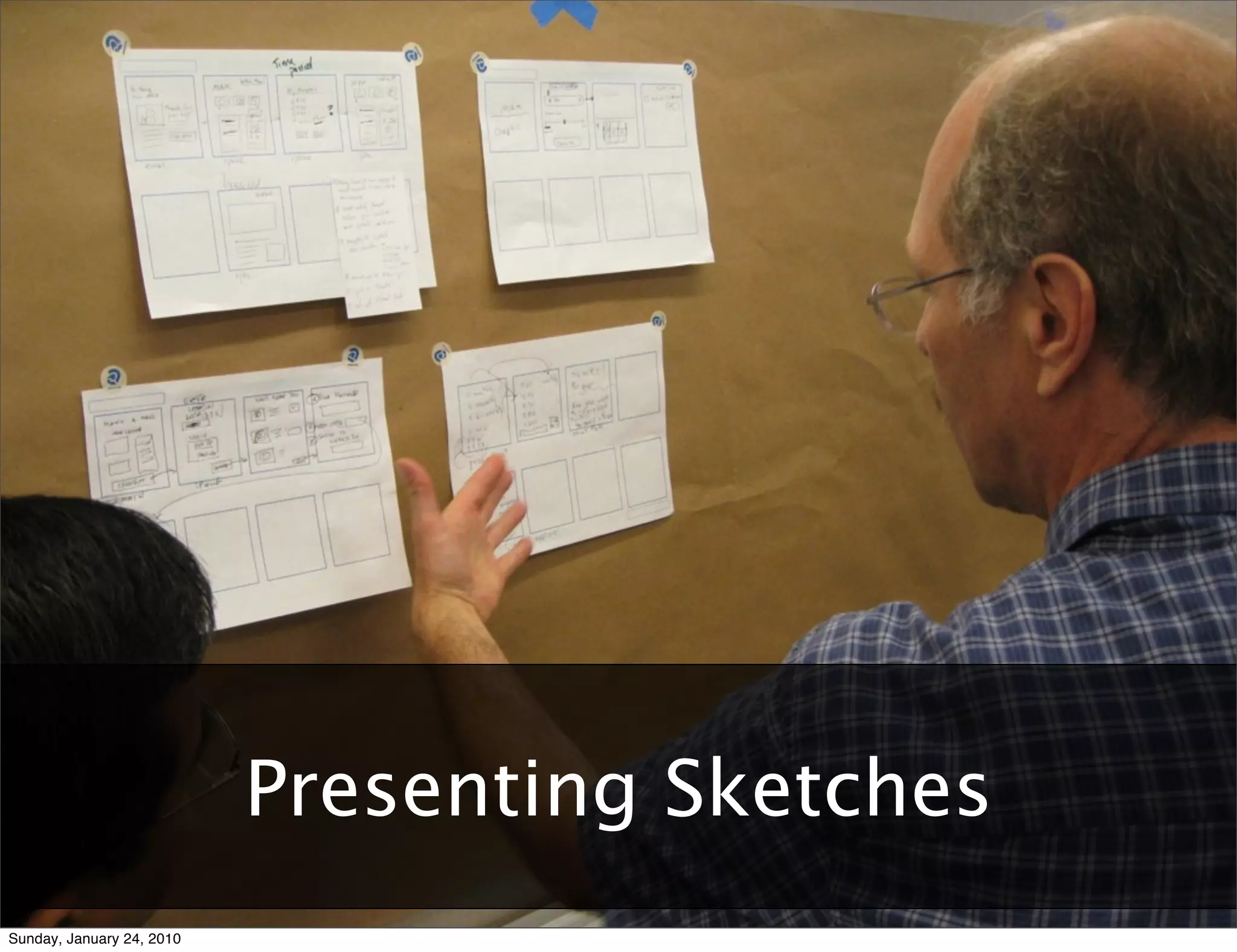 Agile	
  User	
  Experience:	
  Two	
  Tales	
  and	
  a	
  Conversa9on	
  	
  	
  	
  	
  	
  	
  	
  	
  	
  	
  	
  	
  	
  	
  	
  	
  	
  	
  	
  	
  	
  	
  	
  	
  	
  	
  	
  	
  	
  	
  	
  	
  	
  	
  	
  	
  	
  	
  	
  	
  	
  	
  	
  	
  	
  	
  	
  	
  	
  	
  	
  	
  	
  	
  	
  	
  	
  	
  	
  	
  	
  	
  	
  	
  	
  	
  	
  	
  	
  	
  	
  	
  	
  	
  	
  	
  	
  RUX	
  +	
  AgileRichmond	
  –	
  January	
  10,	
  2010




                                                                                Presenting Sketches
Sunday, January 24, 2010
 