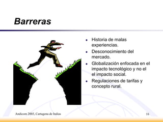Andicom 2003, Cartagena de Indias15Capacidad Disponible GMPCS4 millones de líneas