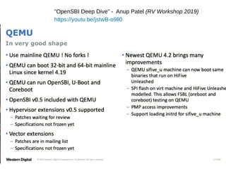 "OpenSBI Deep Dive" - Anup Patel (RV Workshop 2019)
https://youtu.be/jstwB-o9ll0
 