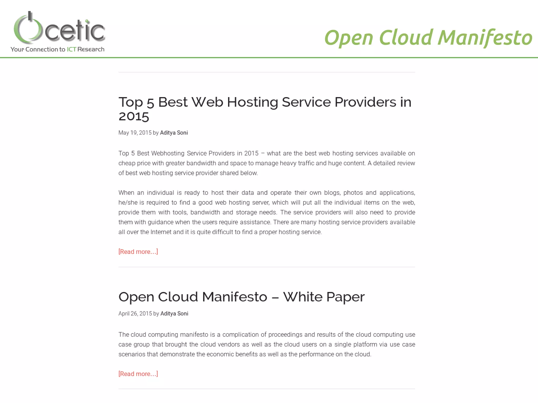 Open Cloud Manifesto
 
