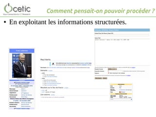 Comment pensait-on pouvoir procéder ?
● En exploitant les informations structurées.
 