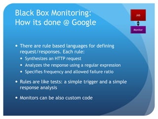 Anatomy of a ServerData Center AData Center B  ……ControllerServer (VM)ControllerServerControllerJobJobJobServerServerServerServer…MonitorMonitorMonitorStorageStorageStorageStorageLogsAlertNote: abstracted and simplified