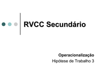 RVCC Secundário Operacionalização Hipótese de Trabalho 3 