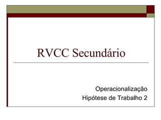 RVCC Secundário Operacionalização Hipótese de Trabalho 2 
