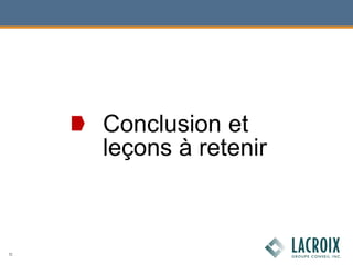 Conclusion et
leçons à retenir
32
 
