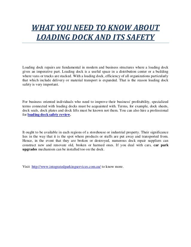 What you need to know about loading dock and its safety