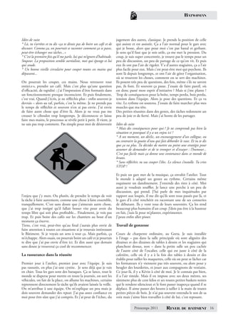 BATWOMAN




Idées de suite                                                          jugement des autres, classique. Je prends la position de celle
* Là, tu t’arrêtes et tu dis «ça te dirais pas de boire un café et de   qui assiste et est assistée. Ça a l’air normal pour le gars avec
discuter. Comme ça, on pourrait se raconter comment ça se passe,        qui je bosse, alors que pour moi c’est pas banal et gerbant.
peut-être échanger nos tâches...»                                       Je sens qu’il faut que je sois utile, ça me met la pression. Du
* C’est la première fois qu’il me parle, lui qui m’ignore d’habitude.   coup, je suis super concentrée, je trouve pas le temps pour un
Stupeur. La proposition semble surréaliste, moi qui éponge et lui       peu de discussion, un peu de partage de ce qu’on vit. Et puis
qui soude.                                                              eux ils ont pas l’air de rigoler. Y’a d’autres stagiaires, ça a l’air
* Un bonne vieille circulaire pour couper toutes ces mains qui          plus facile pour eux. Mais c’est peut-être moi qui psychote. Ils
dépassent...                                                            sont là depuis longtemps, et ont l’air de gérer l’organisation,
                                                                        où se trouvent les choses, comment on se sert des machines.
On pourrait les couper, ces mains. Nous retrouver tout                  Ils posent très peu de questions, des fois, même s’ils ne savent
entier.e·s, prendre un café. Mais c’est plus qu’une question            pas, ils font. Et souvent ça passe. J’essaie de faire pareil, où
d’eﬃcacité, de rapidité : j’ai l’impression d’être formatée dans        est donc passé mon esprit d’initiative ? Mais si j’me plante ?
un fonctionnement presque inconscient. Et puis ﬁnalement,               Trop de conséquences pour la boîte, temps perdu, bois perdu,
c’est vrai. Quand j’écris, je ne réﬂéchis plus - enﬁn souvent je        tension dans l’équipe. Alors je pose des questions. Et ça va
devrais – alors au taf, parfois, c’est la même. Je ne prends pas        vite. Le rythme est soutenu. J’essaie de faire marcher plus mes
le temps de réﬂéchir et souvent n’en ai pas envie. J’ai envie           muscles que ma tête.
de faire autre chose que d’être là. Alors je ne veux pas me             Des petites réussites dans des gestes, des tâches redonnent un
creuser le ciboulot trop longtemps. Je déconnecte et laisse             peu de joie et de ﬁerté. Mais j’ai honte de les partager.
faire mes mains, le processus se révèle petit à petit. Il vient, je
ne sais pas trop comment. Pas simple pour moi de désinvestir            Idées de suite
                                                                        * Mais des conséquences pour qui ? Je ne comprends pas bien la
                                                                        situation et pourquoi il y a un enjeu ici ?
                                                                        * A un moment, un déclic, un encouragement d’un collègue, ou
                                                                        au contraire la goutte d’eau qui fait déborder le vase. Et tu te dis
                                                                        que ça va plus. Tu décides de mettre au point une stratégie pour
                                                                        assumer de demander et de te tromper et d’essayer : l’humour...
                                                                        C’est pas facile mais ça donne une contenance dans ce monde de
                                                                        brutes.
                                                                        * Sans réﬂéchir, tu vas couper l’élec. Le silence s’installe. Tu cries
                                                                        STOP !

                                                                        Et puis un gars met de la musique, ça envahit l’atelier. Tout
                                                                        le monde à adapté ses gestes au rythme. Certains même
                                                                        esquissent un dandinement. J’entends des rires à côté. Moi
                                                                        aussi je voudrais souﬄer. Je lance une perche à un peu de
                                                                        discussion, qui prend. J’lui parle de mes inquiétudes par
l’enjeu que j’y mets. Ou plutôt, de prendre le temps de voir            rapport aux loupés, il me dit qu’ils sont tous passés par là, et
la tâche à faire autrement, comme une chose à faire ensemble,           le gars d’à côté renchérit en racontant une de ses conneries
tranquillement. C’est sans doute que j’aimerais autre chose,            de débutant. Ils y vont tous de leurs souvenirs. Ça les rend
que j’ai trop intégré qu’il fallait bosser vite pour avoir du           beaucoup plus humains d’un coup. J’dois pas être à la hauteur
temps libre qui soit plus proﬁtable... Finalement, je vois pas          en fait, j’suis là pour m’planter, expérimenter.
trop. Et puis boire des cafés sur les chantiers au bout d’un            J’peux enﬁn aller pisser.
moment ça énerve.
Tiens, c’est vrai, peut-être qu’au ﬁnal j’aurais plus envie de          Travail de gonzesse
faire attention à toutes ces situations si je trouvais intéressant
le Bâtiment. Si je voyais un sens à tout ça. Mais parfois, ça           Cours de charpente ordinaire, au Greta. Je suis installée
m’échappe. Alors ouais, on pourrait boire un café et je pourrais        à l’étage – pas dans la salle principale où sont alignées des
te dire que j’ai pas envie d’être ici. Et dire aussi que demain         dizaines et des dizaines de tables à dessin et les stagiaires qui
sans doute je trouverai ça cool de recommencer.                         planchent dessus, non – dans la petite salle un peu cachée
                                                                        de l’autre côté de l’escalier, celle qui est juste à côté de la
La rassurance dans la réussite                                          cafetière, celle où il y a à la fois des tables à dessin et des
                                                                        établis pour tailler les maquettes, celle où on peut se lâcher car
Premier jour à l’atelier, premier jour avec l’équipe. Je suis           les formateurs n’y viennent pas très souvent, ou alors pour y
pas rassurée, en plus j’ai une cystite. Je sens déjà que je vais        beugler des lourderies, et jouer aux compagnons de vestiaire.
en chier. Tous les gars sont des baraques. Ça se lance, tout le         Ce jour-là, il y a Kévin à côté de moi. Je le connais pas bien,
monde se disperse pour mettre en route la journée, on sort les          il a l’air timide. Mais il en impose avec ses deux mètres, ses
véhicules, on fait de la place, on allume les machines, certains        sûrement plus de cent kilos et ses toutes petites baskets noires
reprennent directement la tâche qu’ils avaient laissée la veille.       qui le rendent silencieux et le font passer inaperçu quand il se
On m’attribue à une équipe. On m’explique un peu mais je                déplace. Il aime passer des heures à tailler à la main de toutes
dois souvent demander des repeat. J’ai pas assez conﬁance en            petites pièces de bois. Je n’ai pas souvent entendu le son de sa
moi pour être sûre que j’ai compris. Et j’ai peur de l’échec, du        voix mais j’aime bien travailler à côté de lui, c’est reposant.

                                                                                      Printemps 2011           REVEIL     DU BATIMENT            16
 