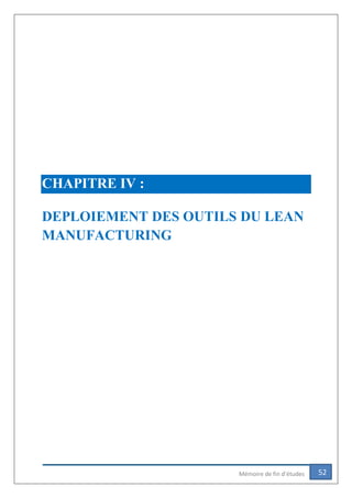 52Mémoire de fin d’études
CHAPITRE IV :
DEPLOIEMENT DES OUTILS DU LEAN
MANUFACTURING
 