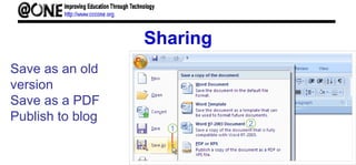 Sharing
Save as an old
version
Save as a PDF
Publish to blog
 