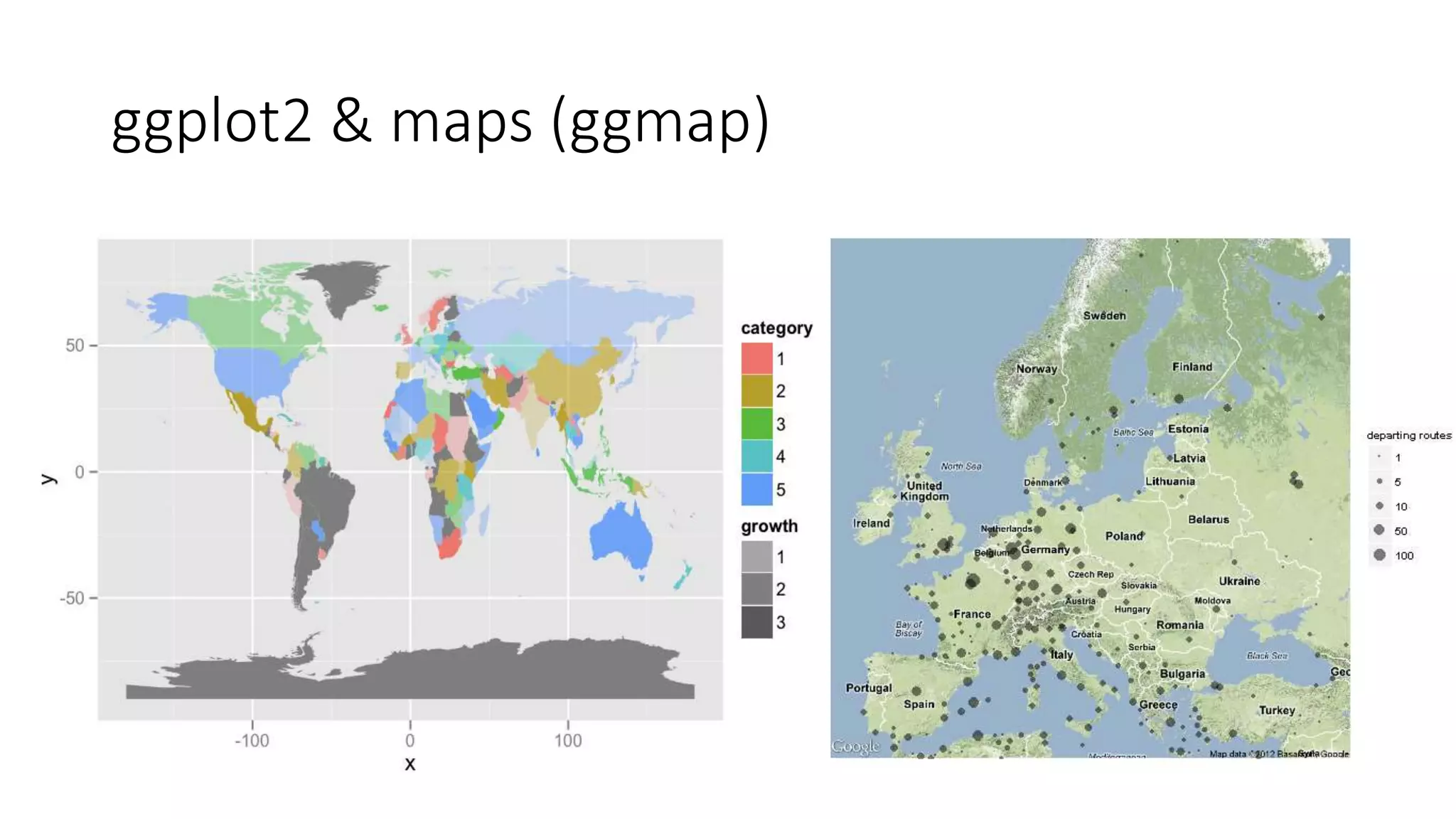 ggplot2 & maps (ggmap)
 