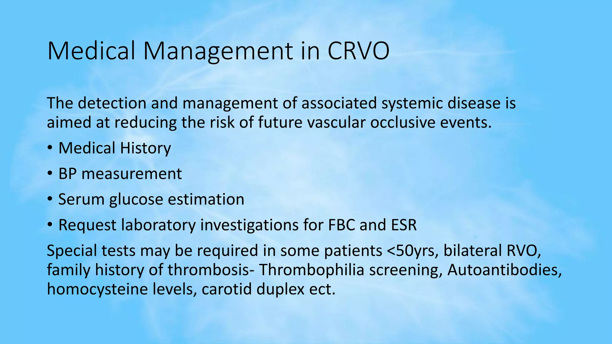 Retinal Vein Occlusion | PPTX
