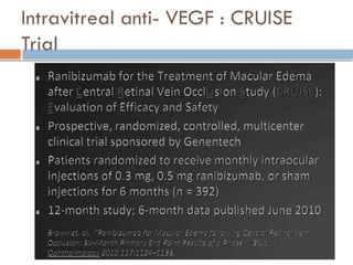 Intravitreal anti- VEGF : CRUISE
Trial
 