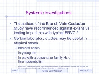 Branch Retinal Vein Occlsion (BRVO) | PPT
