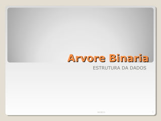 Arvore BinariaArvore Binaria
ESTRUTURA DA DADOS
10/10/13 1
 