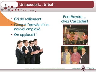 © 2009, Tous droits réservés à Chantal Dauray/Concerta Communications15
Un accueil… tribal !
• Cri de ralliement
• Gong à l’arrivée d’un
nouvel employé
• On applaudit !
Fort Boyard…
chez Cascades!
 
