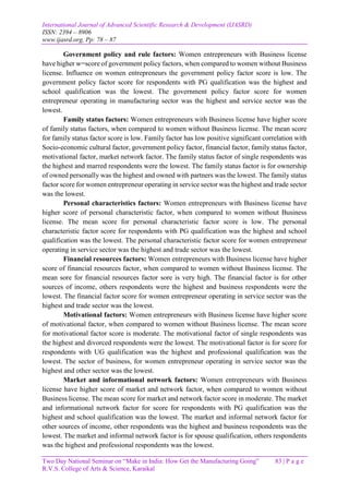 A Study on the Factors Influence Women Entrepreneurs in Tiruchirappalli ...