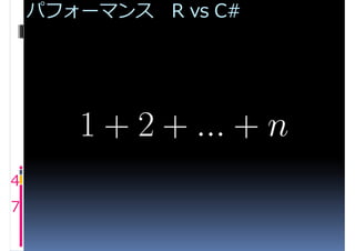 パフォーマンス R vs C#




4
7
 
