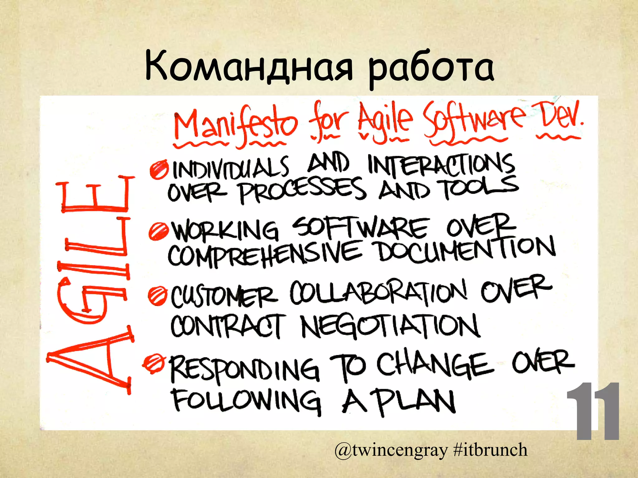 Командная работа




        @twincengray #itbrunch
                                 11
 
