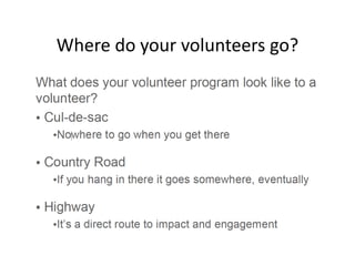 Where do your volunteers go?
 