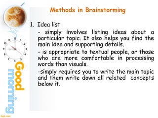 Selecting and Organizing Information - Brainstorming | PPTX