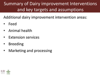 Assessing ex-ante impact of the complementary dairy improvement interventions required to make Rwanda’s existing dairy development programmes and policies even more successful