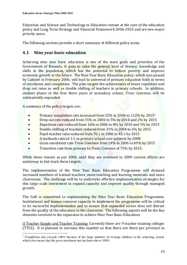 education sector strategic plan
