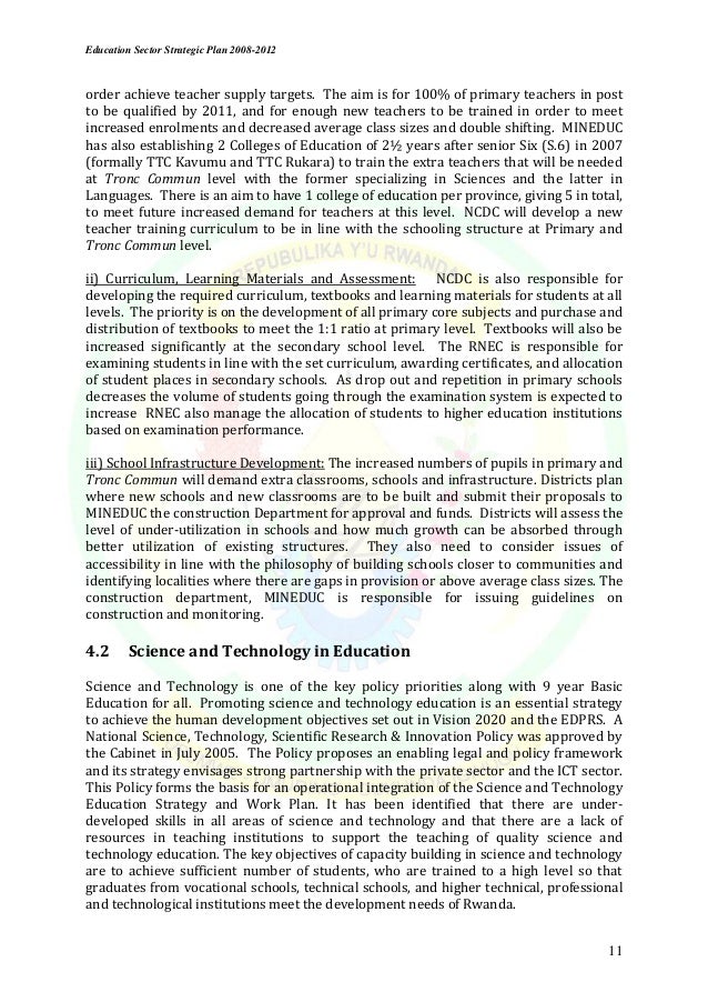 education sector strategic plan