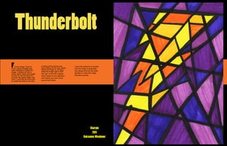 Thunderbolt
F   or this image I took an
8.5x11 piece of paper and
                                   Looking at the picture your
                                   eye is drawn to the very center
                                   where her finger is. its sepa-
                                                                     I want the audience to wonder
                                                                     why the image is seperated
used sharpies to make this                                           into pieces and why the artist
image. I started off with a        rates the image right in half.
                                   Her hair on the left is darker    decided to make the image
heavy black outline and angle
my pen to use the side of it       which draws in your attention     look like a puzzle.
to cover the space faster with     and makes your eye mover
color. I used the tip of the pen   around from there.
to create the dots on the skin.




                                                                                     Sharpie
                                                                                      2011
                                                                                Roksanna Wasiunec
 