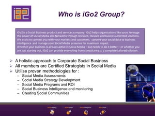 Who is iGo2 Group?

    iGo2	
  is	
  a	
  Social	
  Business	
  product	
  and	
  services	
  company.	
  iGo2	
  helps	
...