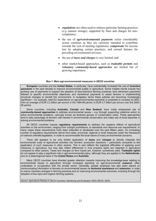 Agriculture and the environment lessons learned from a decade of oecd ...