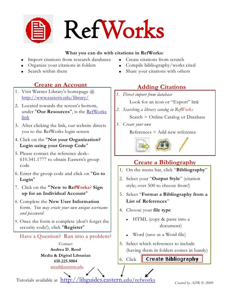 Handout 2 Creating A Refworks Account Handout 2