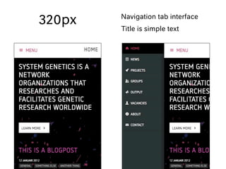 320px Navigation tab interface
Title is simple text
 