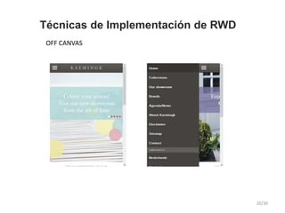 Técnicas de Implementación de RWD
OFF CANVAS
20/30
 