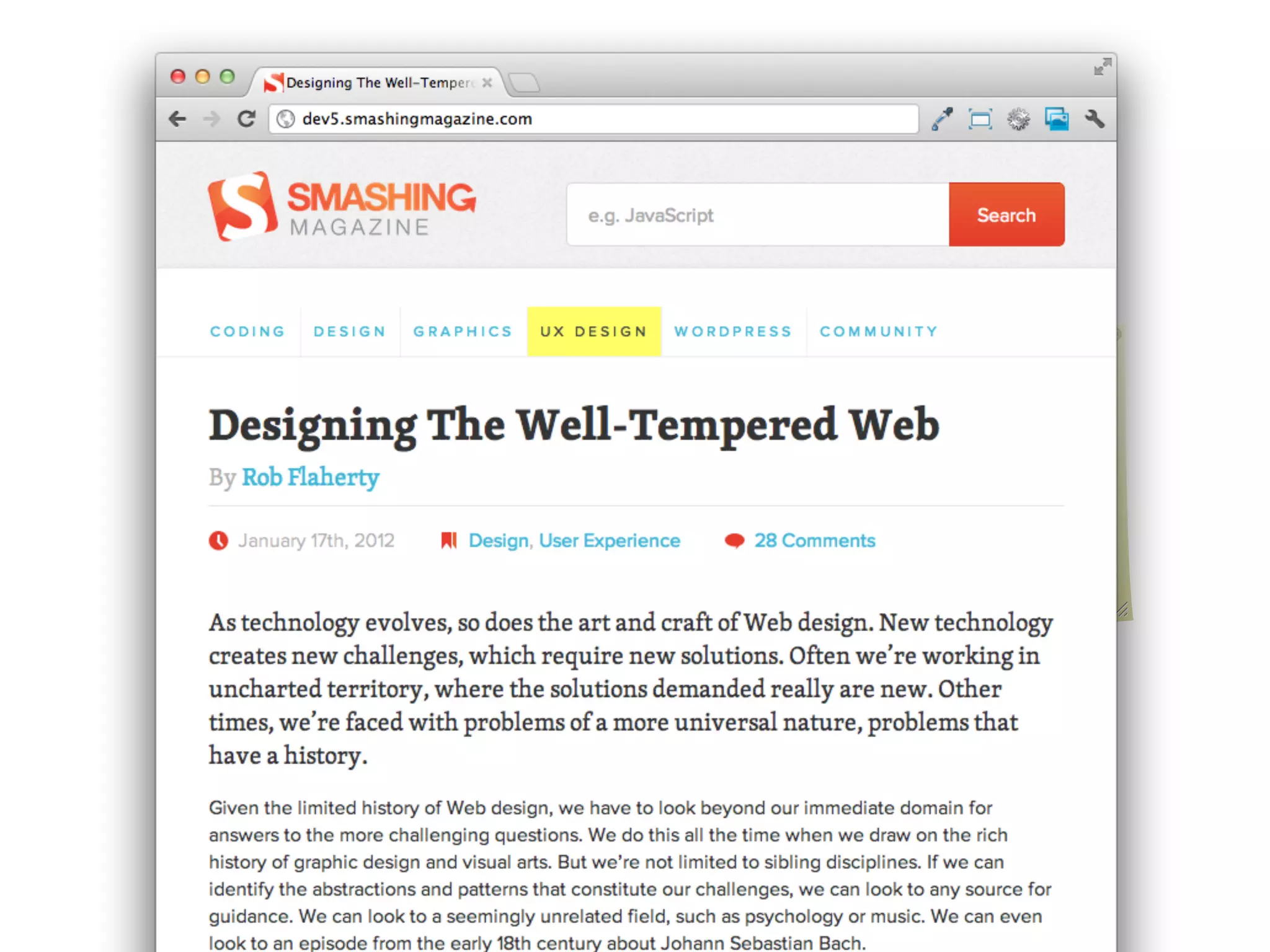 The keywords were carefully
                          chosen and tested.
Navigation changes: we     We kned that it would take too
used t wo markups: one    much space, but we decided to test
with select, another      it and it performed fairly well.
with a nested unordered
list. and switches them   We’ve developed a toggle menu here
on and off with CSS.      as well, it is currently in the queue
                          for testing. We had drop-down...
                          initially here...
 