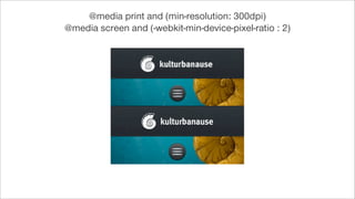 @media print and (min-resolution: 300dpi)
@media screen and (-webkit-min-device-pixel-ratio : 2)
 