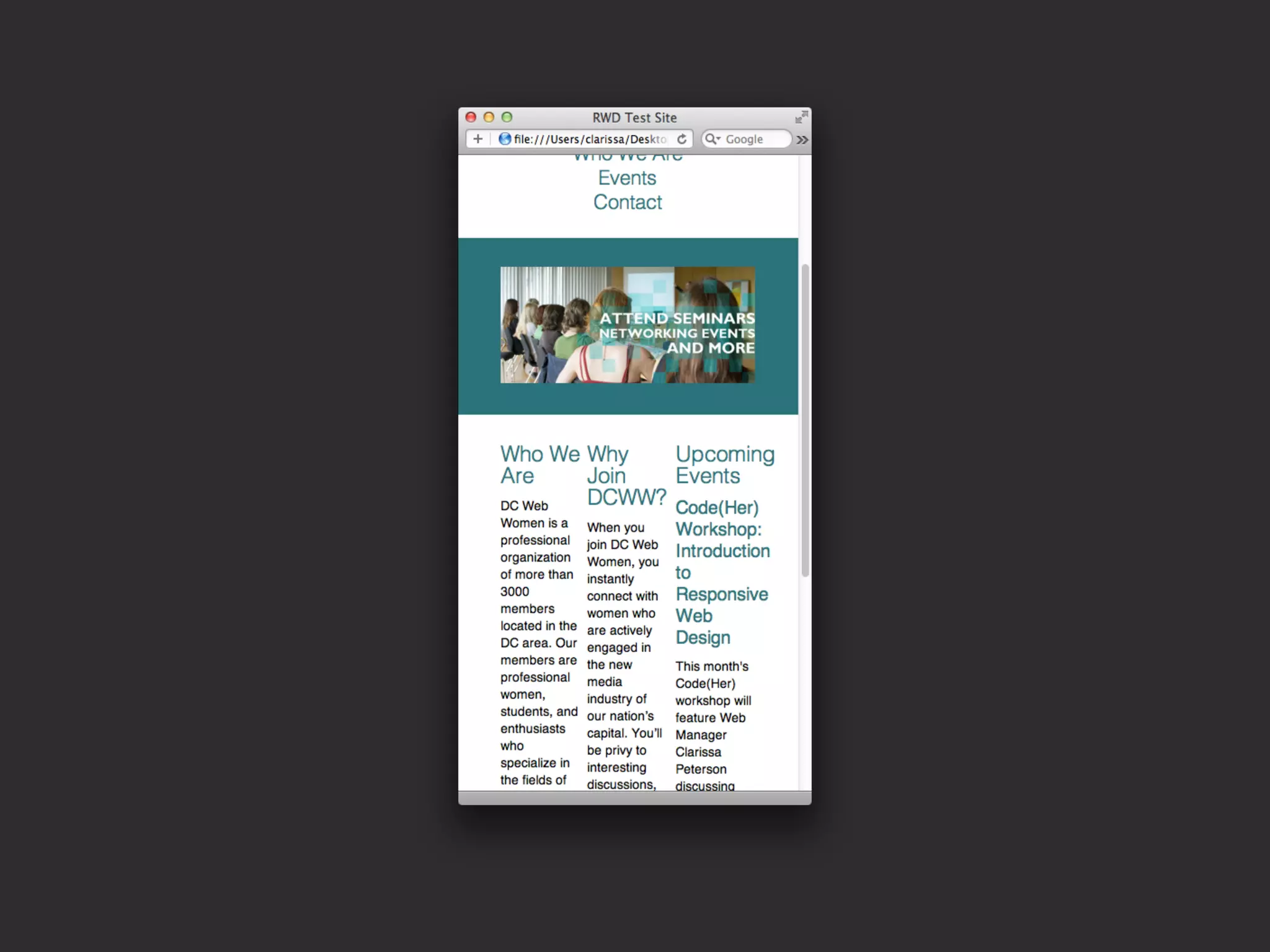 @media screen and (max-width: 500px) {

! ...

!   .contentbox {
!   ! width: 100%;
!   ! float: none;
!   ! padding: 1.5em 0 0 0;
!   }
}

Example 7 on style.css
 