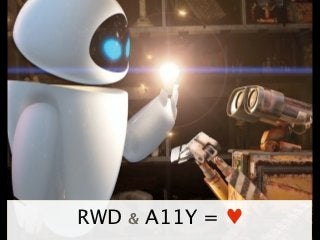 RWD - Responsive Images
                                    Solutions
           Image Optimization
           Scalable Vector Graphics (SVG)
           Media Queries - (background) image replacement
           Icon Fonts - css-tricks.com/examples/IconFont
           A new HTML element - w3.org/community/respimg

            Unfortunately, there is no “one solution to rule them all”!

            css-tricks.com/which-responsive-images-solution-should-you-use


Tuesday, 20 November, 12
 