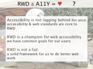 Progressive Enhancement
           An escalator can never break--it can only become stairs.

           You would never see an "Escalator Temporarily Out Of
           Order" sign, just "Escalator Temporarily Stairs”.

           Sorry for the convenience. We apologize for the fact
           that you can still get up there."
                                                - Mitch Hedberg



Tuesday, 20 November, 12
 
