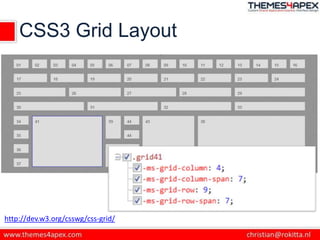 CSS3 Grid Layout
http://dev.w3.org/csswg/css-grid/
 