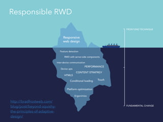 Responsible RWD 
http://bradfrostweb.com/ 
blog/post/beyond-squishy-the- 
principles-of-adaptive-design/ 
 